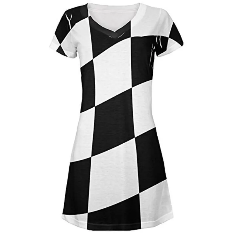 Finish Line Checkered Flag Wave All Over Juniors V-Neck Dress sold by Old Glory
