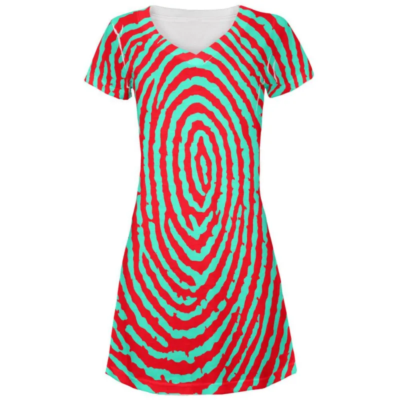 Fingerprint Pattern All Over Juniors V-Neck Dress sold by Old Glory