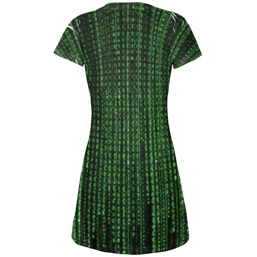 Falling Binary Code Juniors V-Neck Beach Cover-Up Dress sold by Old Glory product image thumbnail 2
