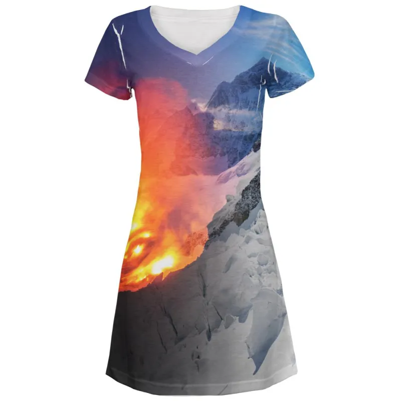Extreme Nature Adventures Fire And Ice All Over Juniors Beach Cover-Up Dress sold by Old Glory