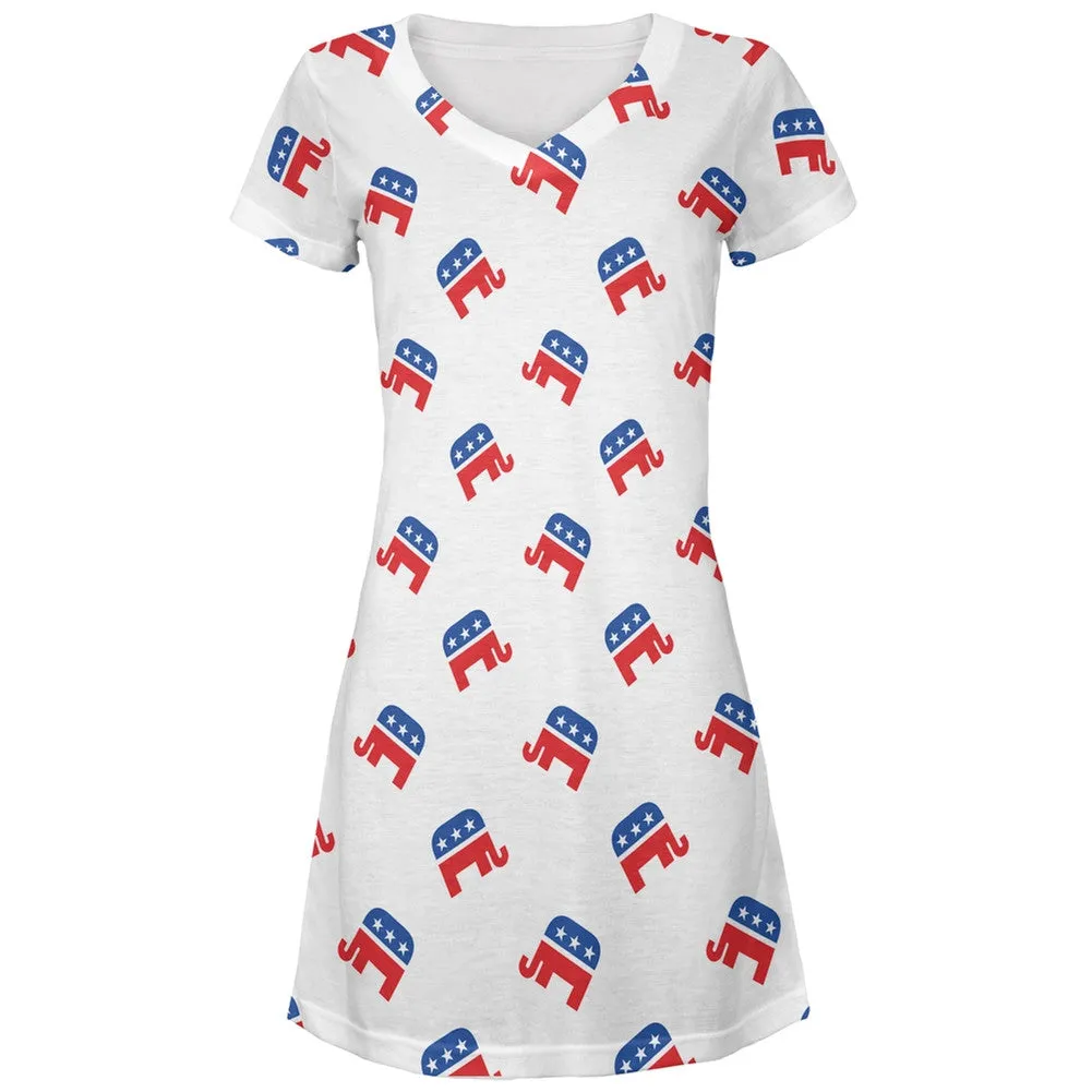 Election Republican Party All Over Juniors V-Neck Dress sold by Old Glory