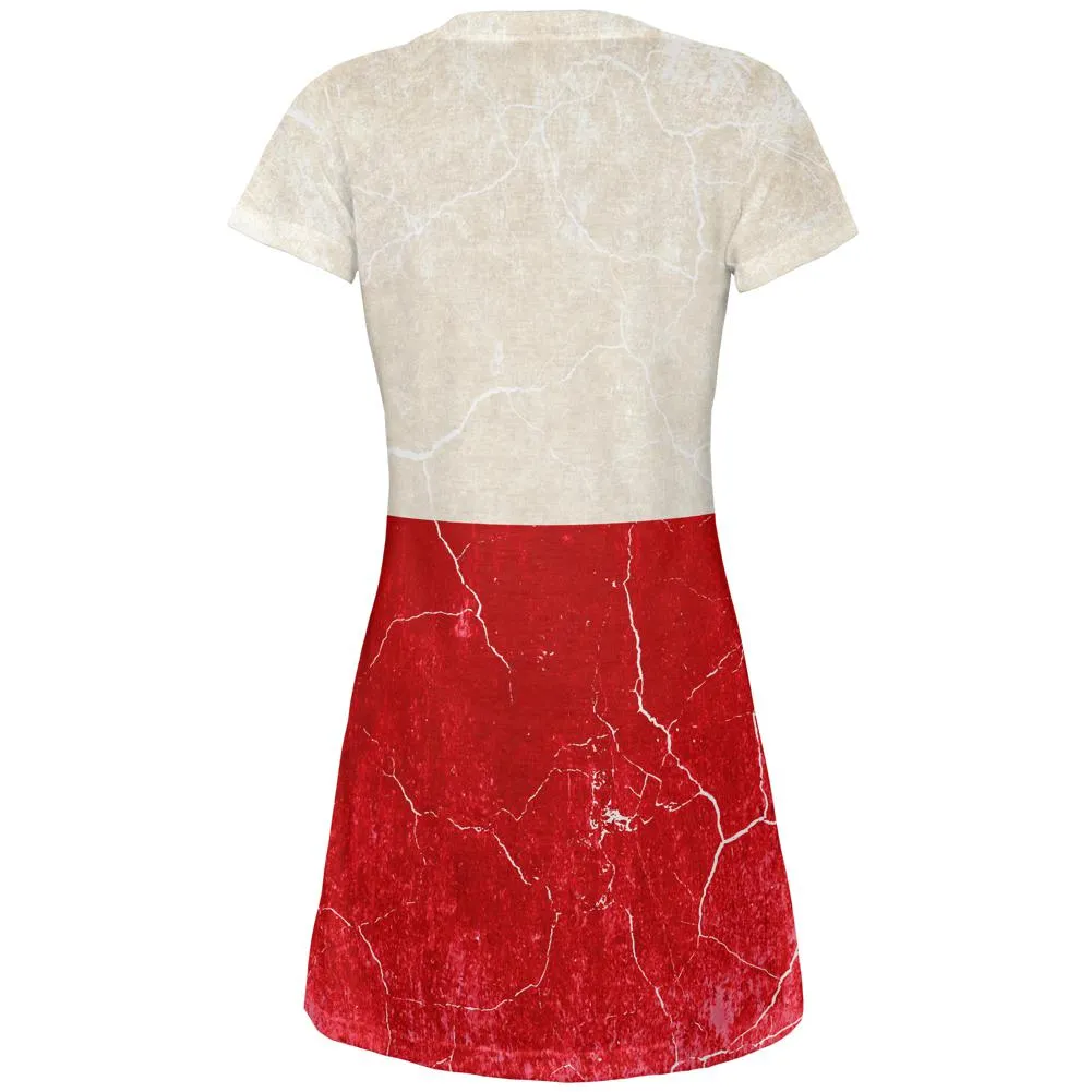 Distressed Grunge Polish Flag Juniors V-Neck Beach Cover-Up Dress sold by Old Glory product image thumbnail 2