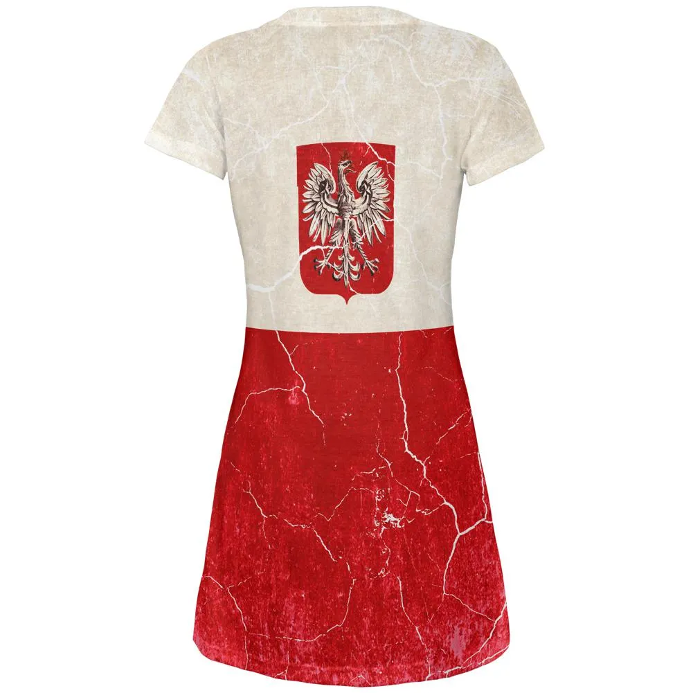 Distressed Grunge Polish Crest Flag Juniors V-Neck Beach Cover-Up Dress sold by Old Glory product image thumbnail 2