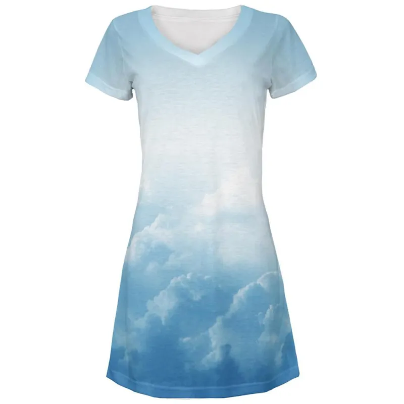 Clouds All Over Juniors V-Neck Dress sold by Old Glory