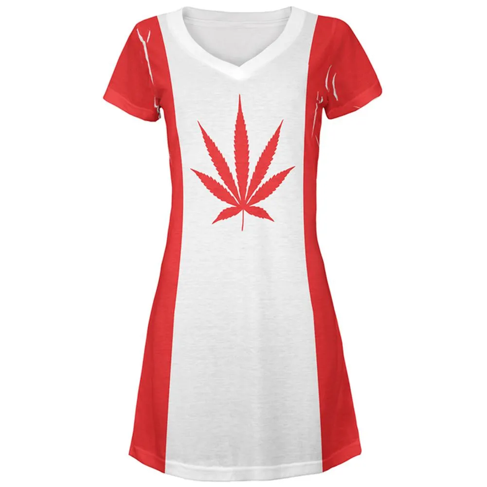 Canada Flag Pot Leaf Marijuana All Over Juniors Beach Cover-Up Dress sold by Old Glory