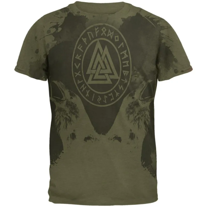 Viking Odin's Ravens Huginn And Muninn Mens Soft T Shirt sold by Old Glory