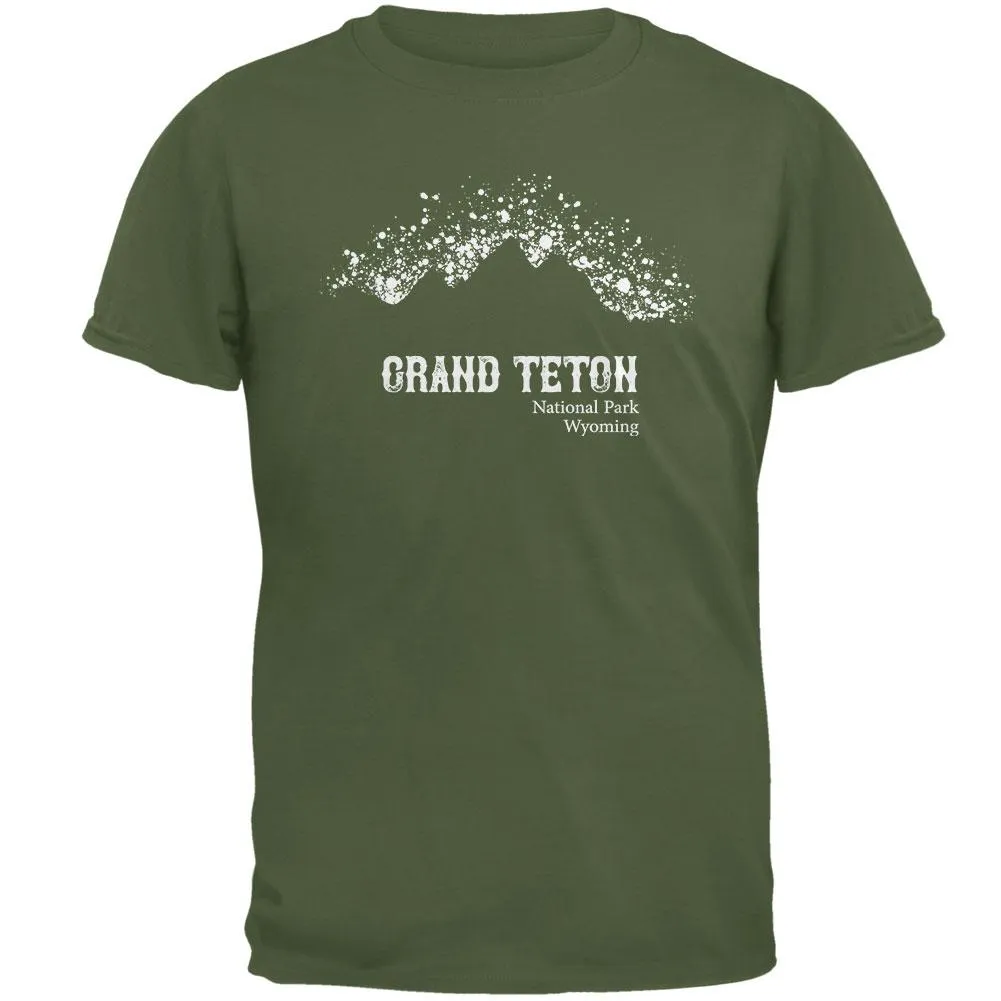 National Parks Grand Teton Mountain Splatter Mens T Shirt sold by Old Glory