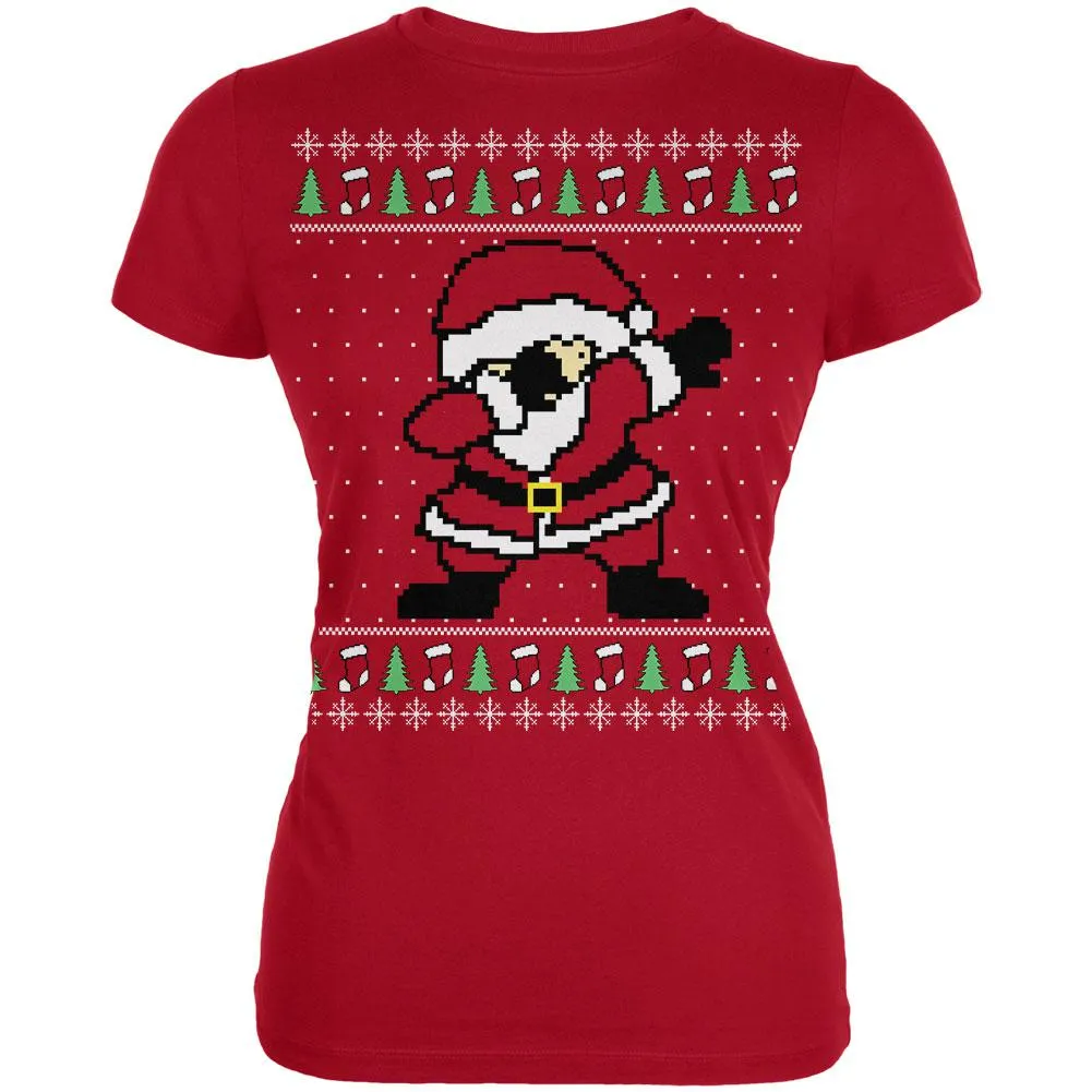 Ugly Christmas Sweater Dabbing Santa Claus Juniors Soft T Shirt sold by Old Glory