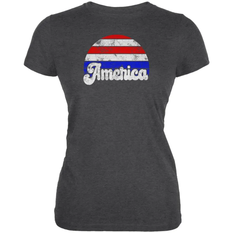 4th of July Vintage Distressed America Sunrise Juniors Soft T Shirt sold by Old Glory