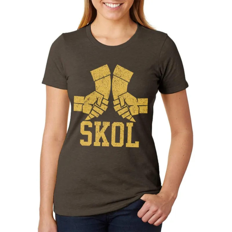Vikings Skol Raised Horns Flagon Juniors Soft Heather T Shirt sold by Old Glory