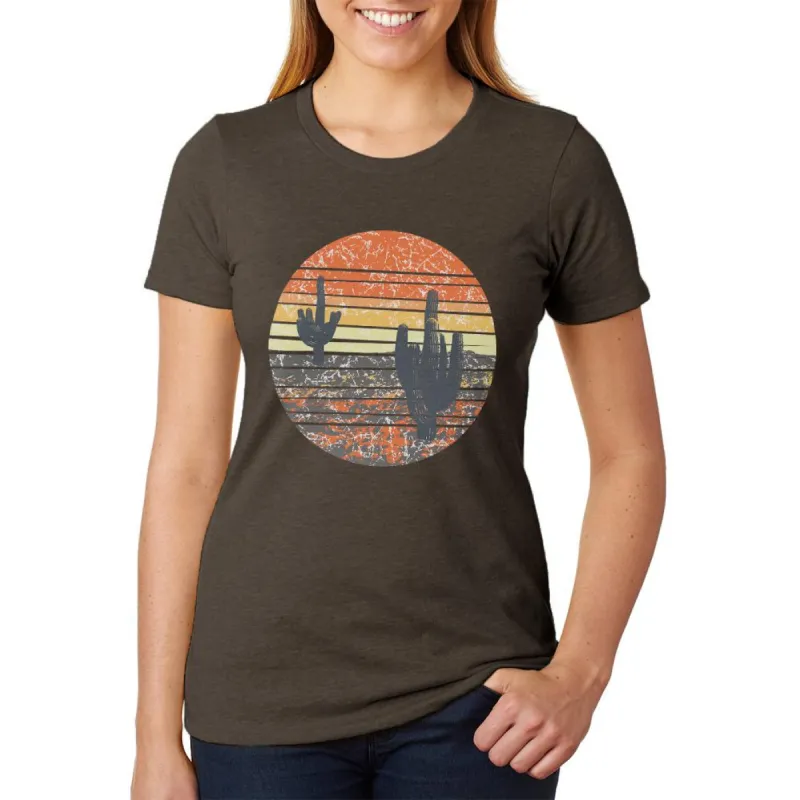 Vintage Cactus Sunset Juniors Soft Heather T Shirt sold by Old Glory