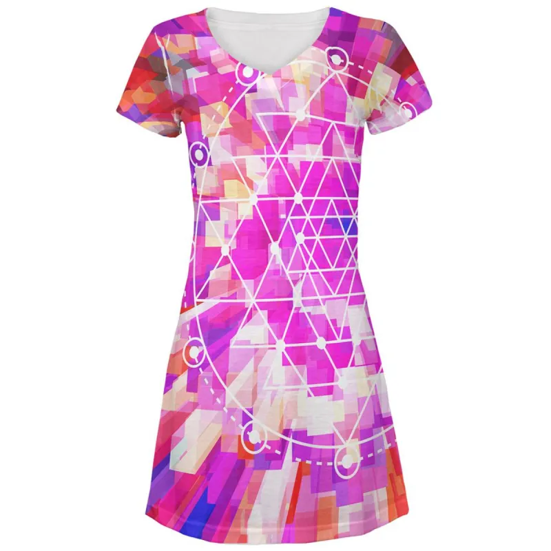 Sri Yantra Sacred Geometry All Over Juniors Beach Cover-Up Dress sold by Old Glory