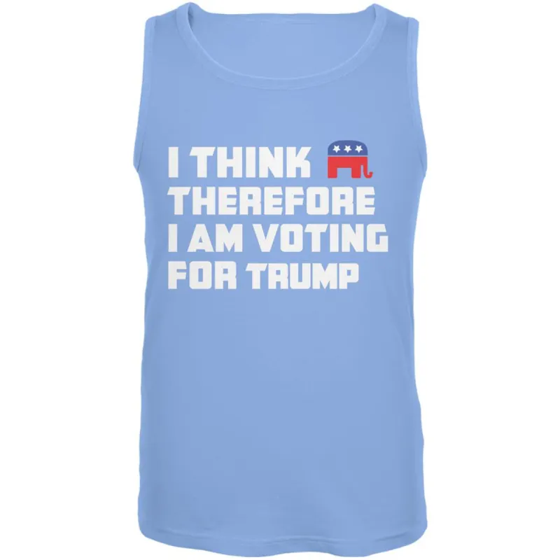 Election 2020 I Think Therefore Trump Carolina Blue Adult Tank Top sold by Old Glory