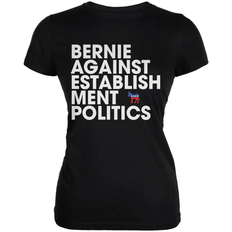 Election 2020 - Bernie Against Politics Black Juniors Soft T-Shirt sold by Old Glory