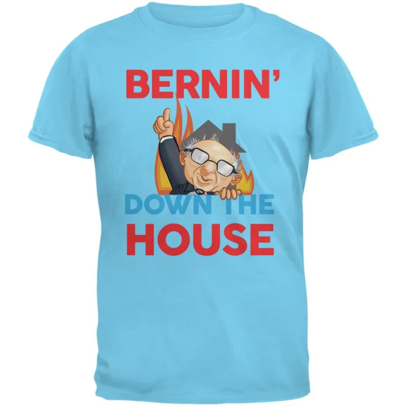 Election 2020 Bernie Bernin' Down The House Sky Adult T-Shirt sold by Old Glory