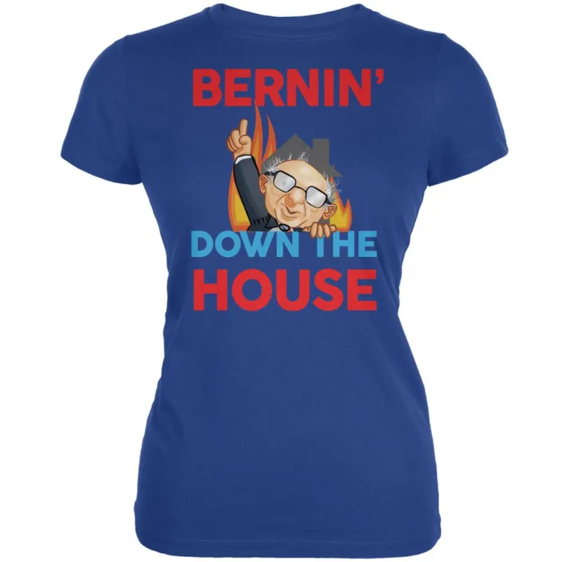 Election 2020 Bernie Bernin' Down The House Royal Juniors Soft T-Shirt sold by Old Glory