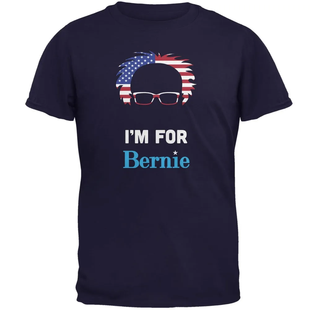 Election 2020 Bernie Sanders Hair Minimalist Flag Navy Adult T-Shirt sold by Old Glory