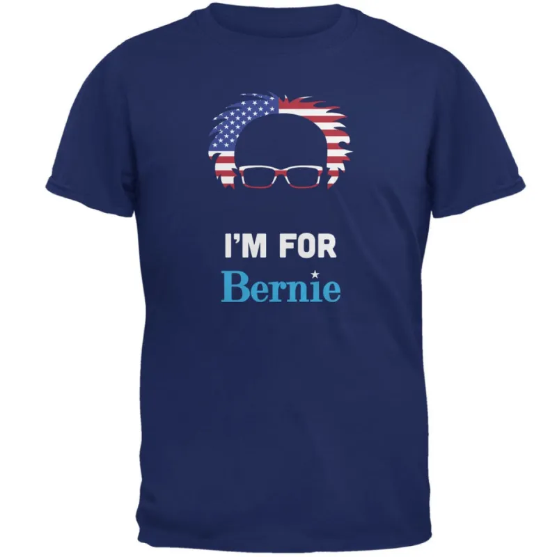 Election 2020 Bernie Sanders Hair Minimalist Flag Metro Blue Adult T-Shirt sold by Old Glory