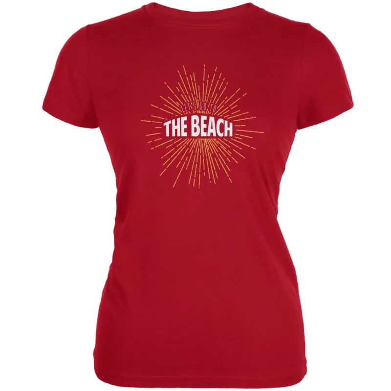 Let's Go To The Beach Vintage Sun Rays Red Juniors Soft T-Shirt sold by Old Glory