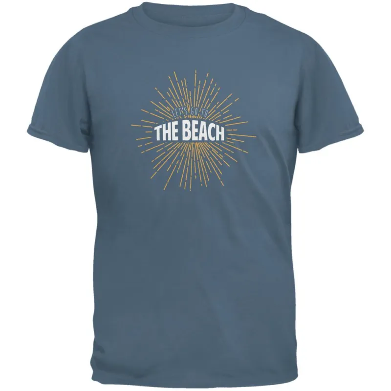 Let's Go To The Beach Vintage Sun Rays Indigo Blue Adult T-Shirt sold by Old Glory