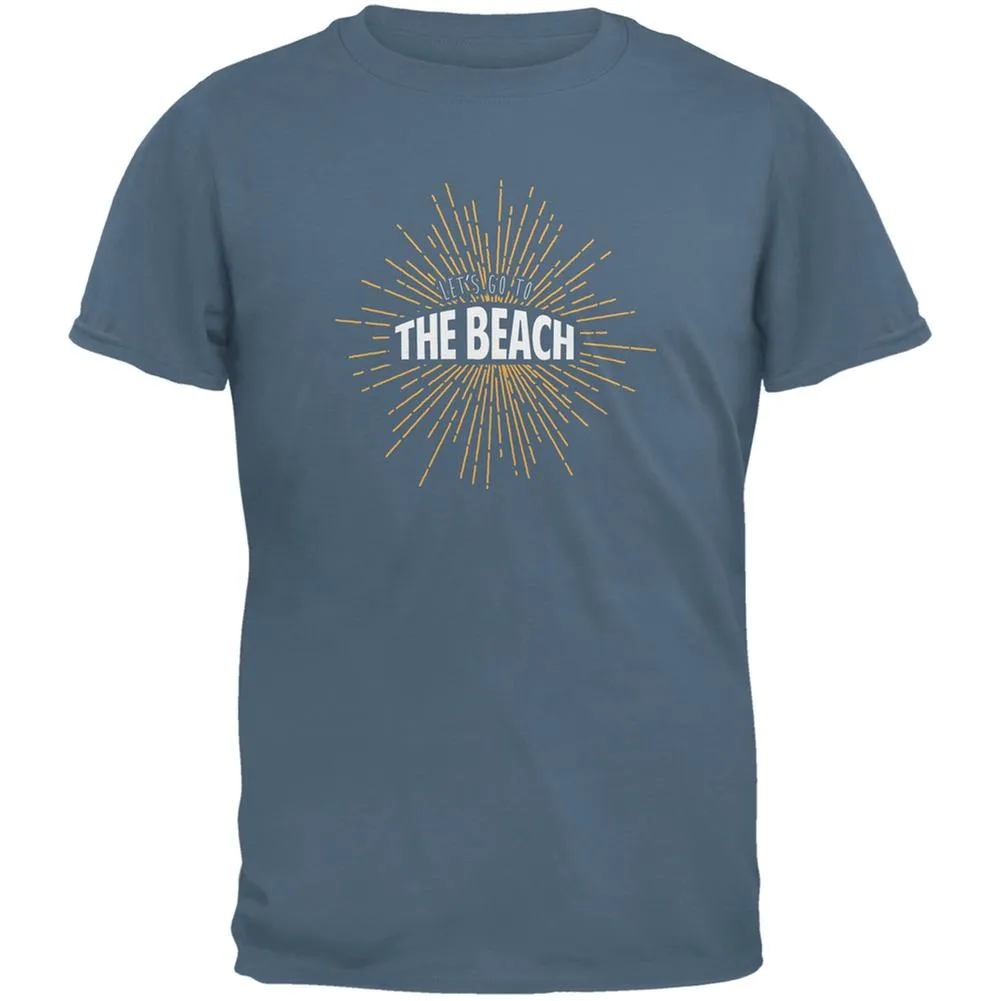 Let's Go To The Beach Vintage Sun Rays Indigo Blue Adult T-Shirt sold by Old Glory