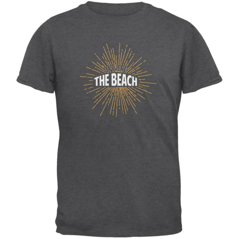 Let's Go To The Beach Vintage Sun Rays Dark Heather Adult T-Shirt sold by Old Glory