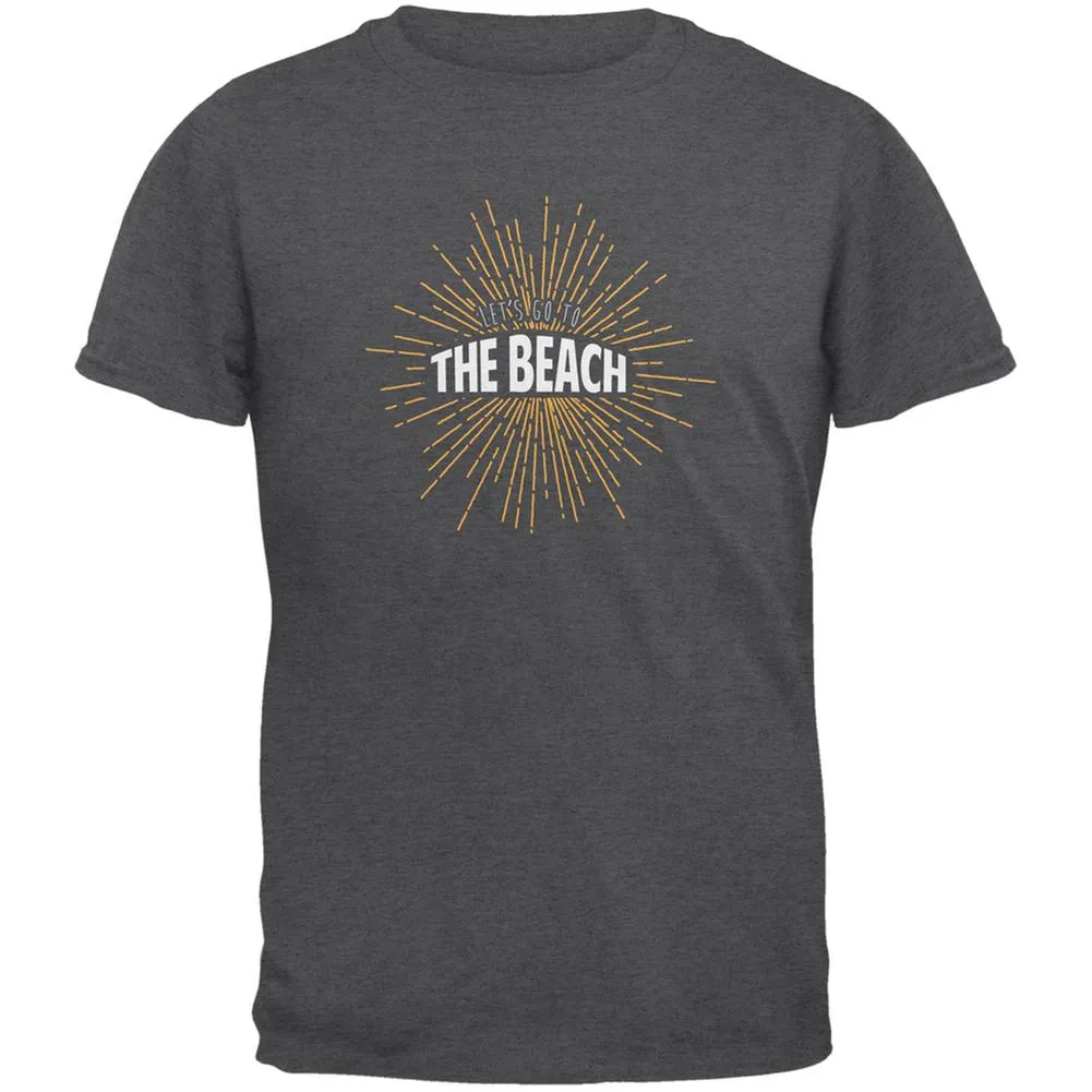 Let's Go To The Beach Vintage Sun Rays Dark Heather Adult T-Shirt sold by Old Glory