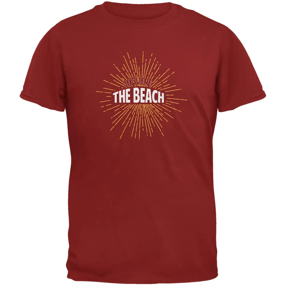 Let's Go To The Beach Vintage Sun Rays Cardinal Red Adult T-Shirt sold by Old Glory