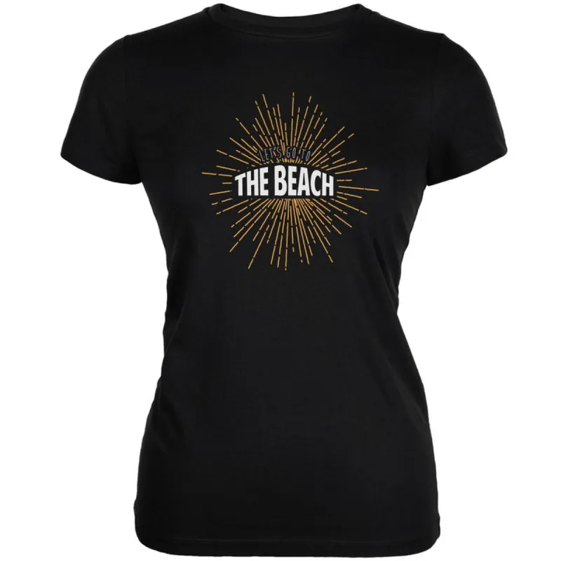 Let's Go To The Beach Vintage Sun Rays Black Juniors Soft T-Shirt sold by Old Glory