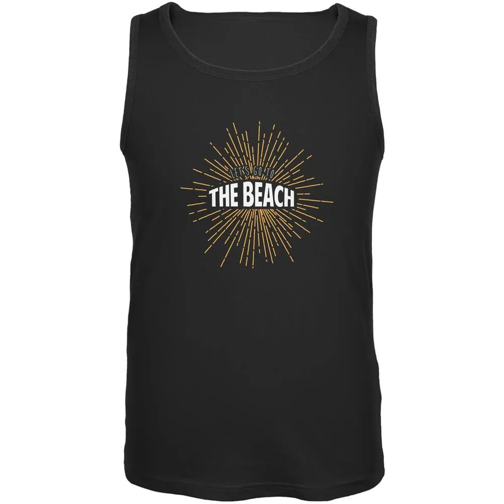 Let's Go To The Beach Vintage Sun Rays Black Adult Tank Top sold by Old Glory