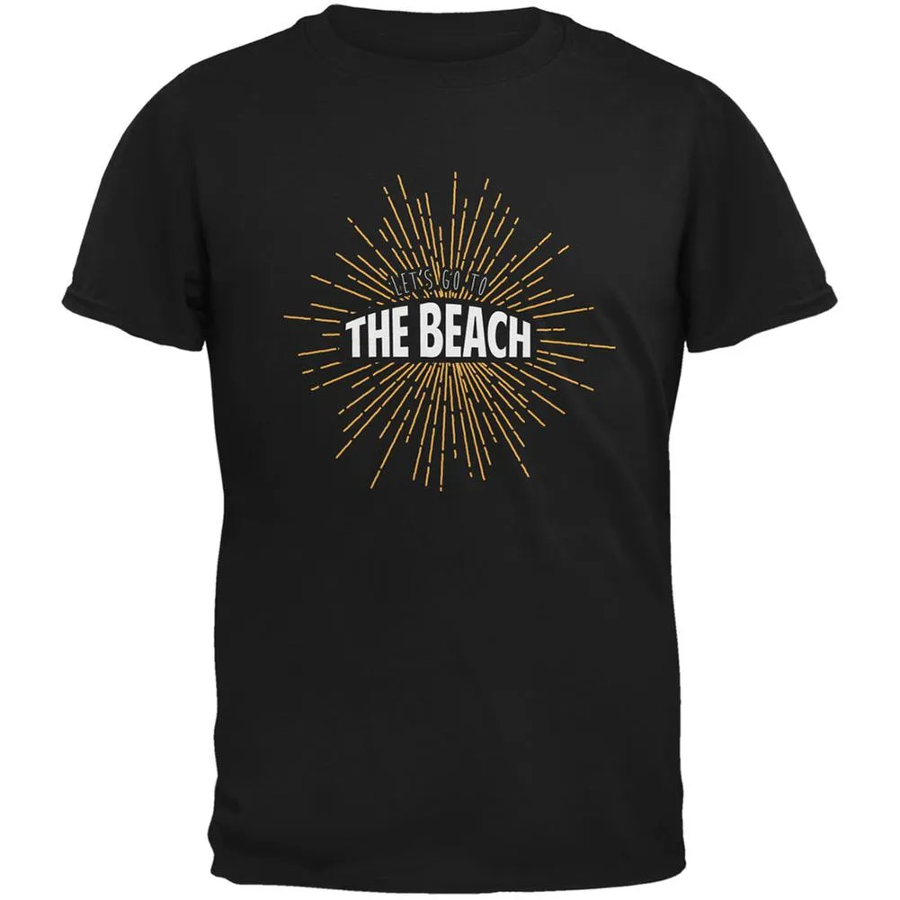 Let's Go To The Beach Vintage Sun Rays Black Adult T-Shirt sold by Old Glory