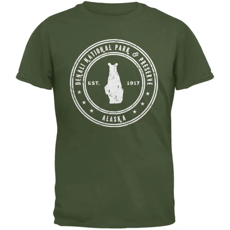 Denali National Park & Preserve Military Green Adult T-Shirt sold by Old Glory