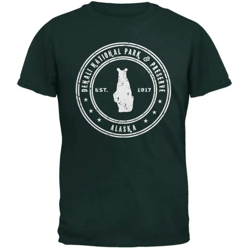 Denali National Park & Preserve Forest Green Adult T-Shirt sold by Old Glory