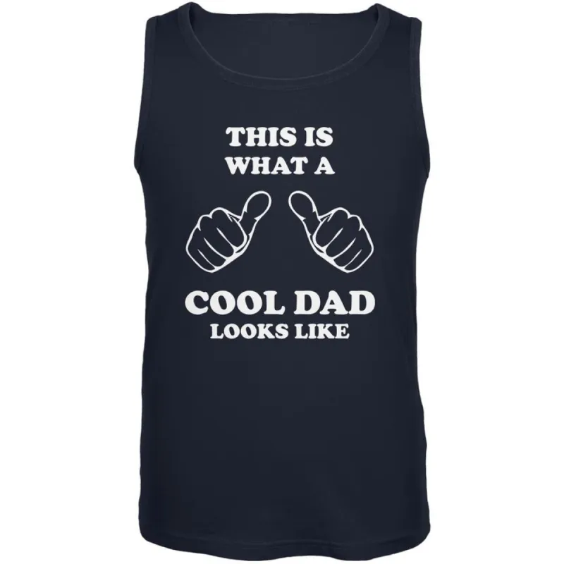 Father's Day - What a Cool Dad Looks Like Navy Adult Tank Top sold by Old Glory