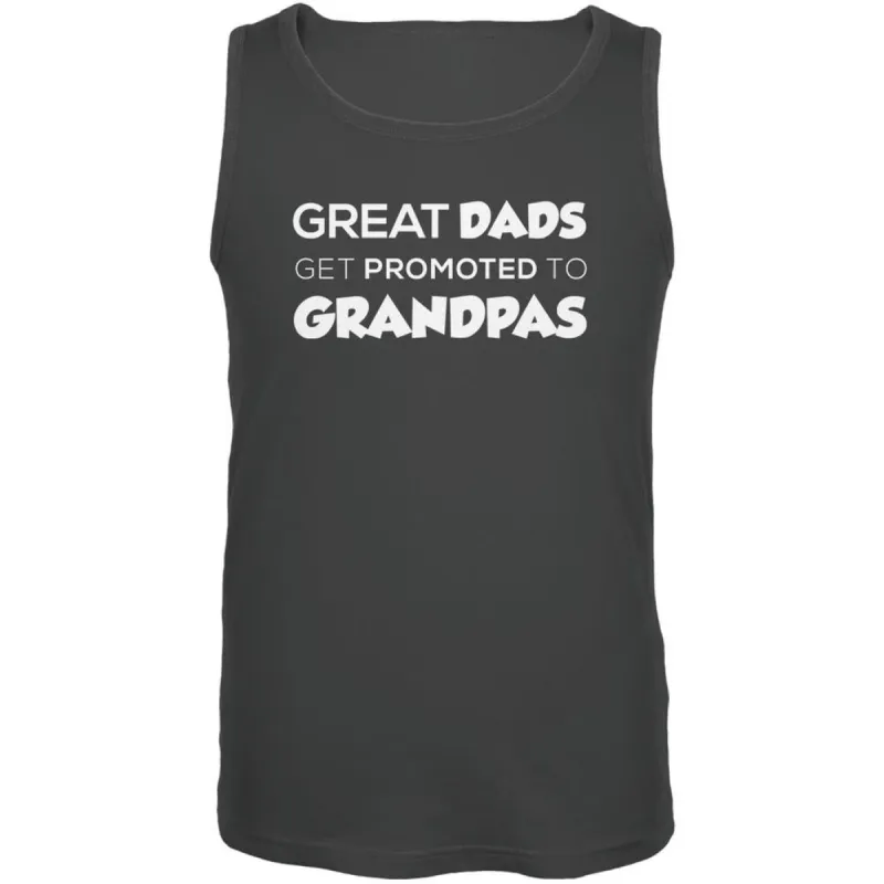 Father's Day - Great Dads Get Promoted Charcoal Grey Adult Tank Top sold by Old Glory