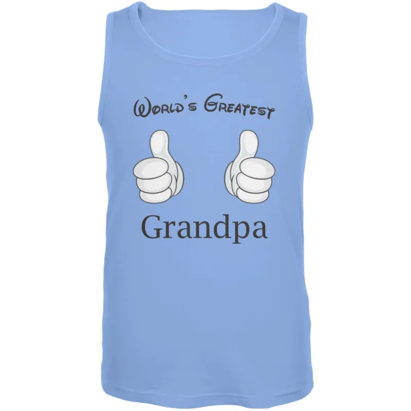 Father's Day - World's Greatest Grandpa Cartoon Carolina Blue Adult Tank Top sold by Old Glory