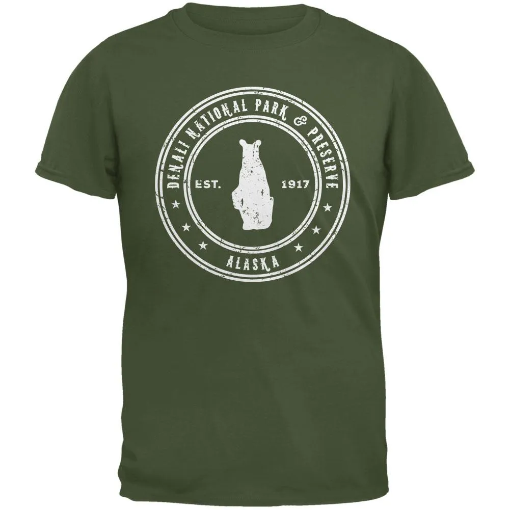 Denali National Park & Preserve Military Green Adult T-Shirt sold by Old Glory