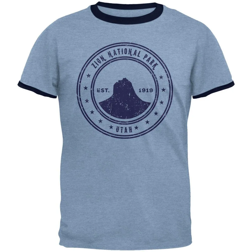 Zion National Park Vintage Heather Blue-Navy Men's Ringer T-Shirt sold by Old Glory