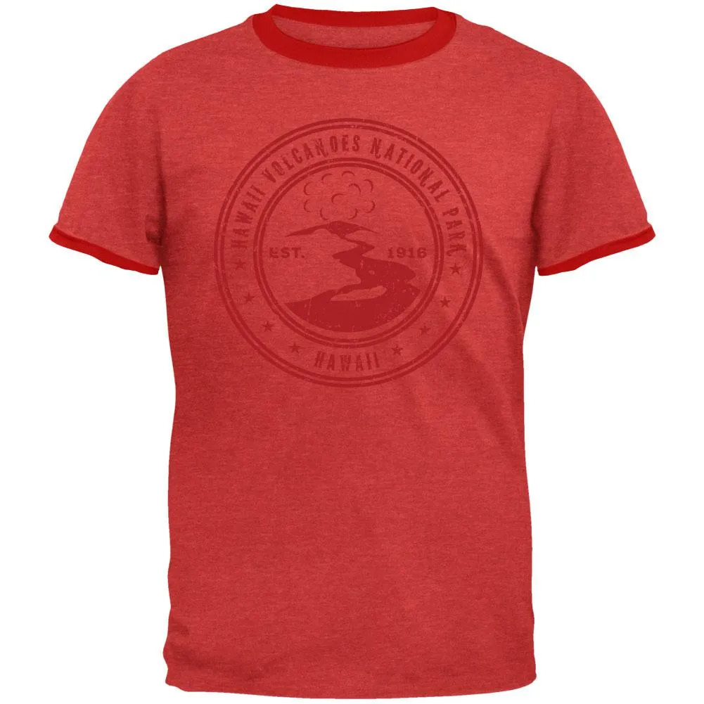 Hawaii Volcanoes National Park Vintage Heather Red Men's Ringer T-Shirt sold by Old Glory