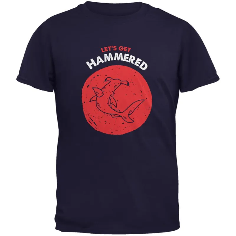 Let's Get Hammered Shark Navy Adult T-Shirt sold by Old Glory