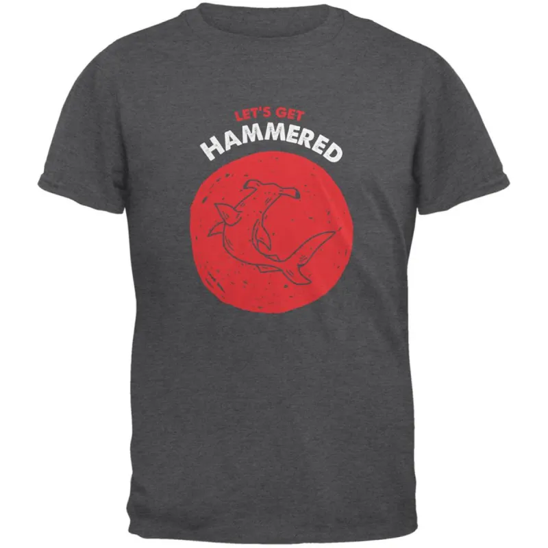 Let's Get Hammered Shark Dark Heather Adult T-Shirt sold by Old Glory
