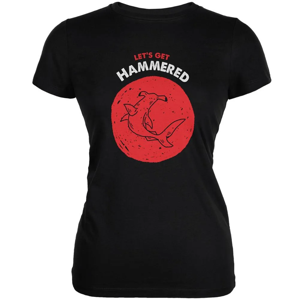 Let's Get Hammered Shark Black Juniors Soft T-Shirt sold by Old Glory