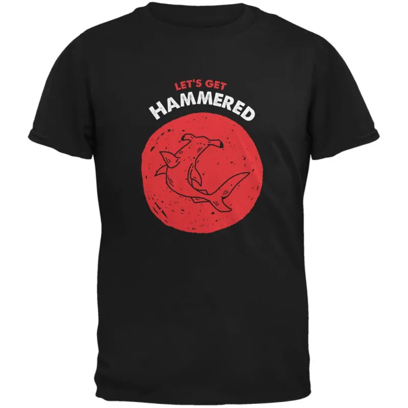 Let's Get Hammered Shark Black Adult T-Shirt sold by Old Glory