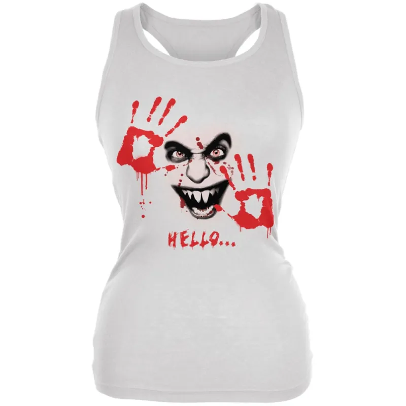 Halloween Hello... White Juniors Soft Tank Top sold by Old Glory