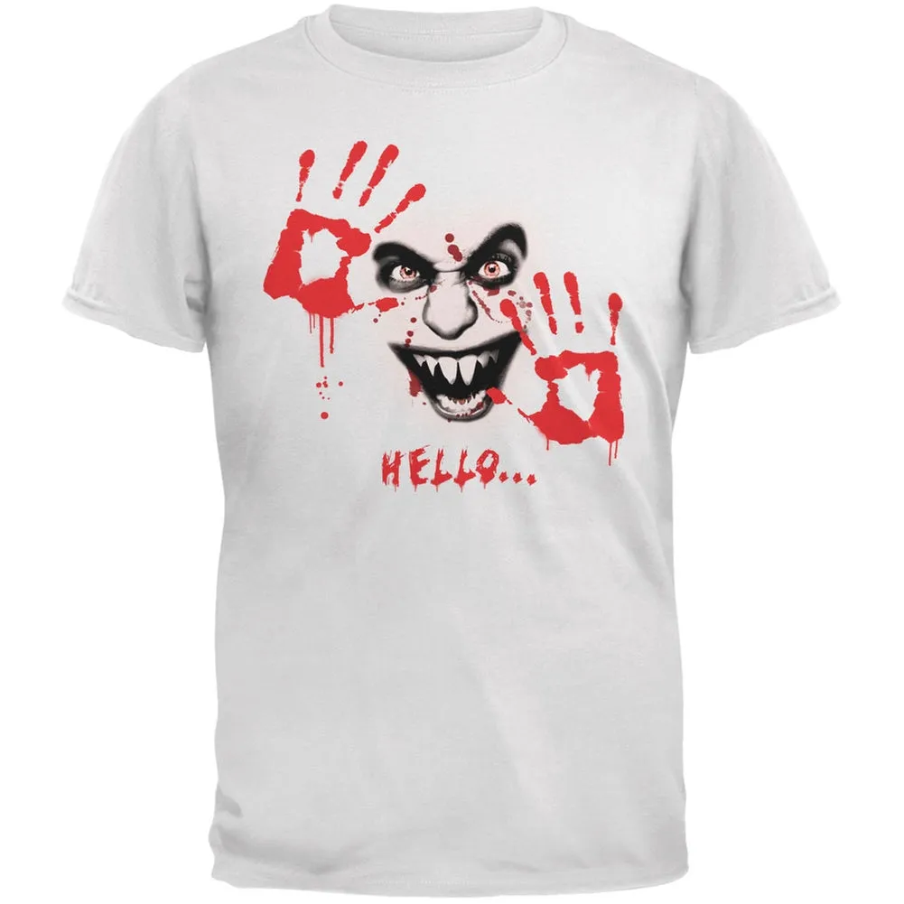 Halloween Hello... White Adult T-Shirt sold by Old Glory