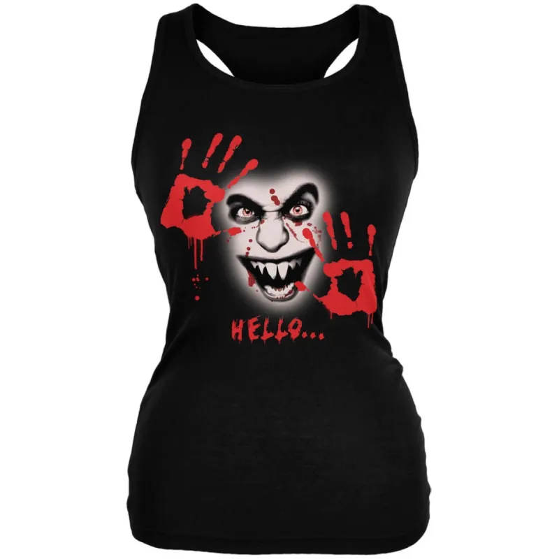 Halloween Hello... Black Juniors Soft Tank Top sold by Old Glory