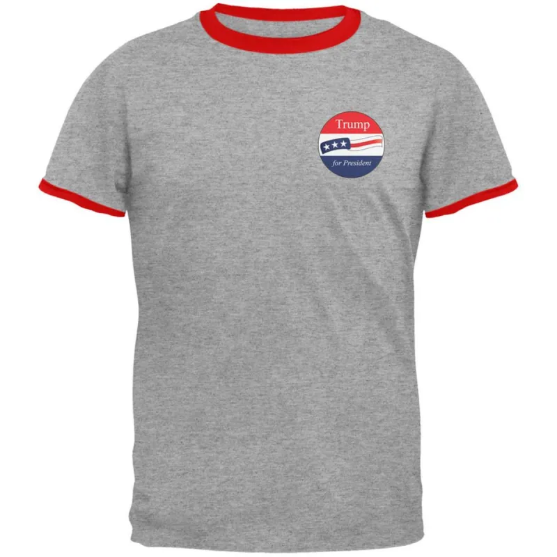 Election 2020 Donald Trump for President Jersey Heather/Red Men's Ringer T-Shirt sold by Old Glory