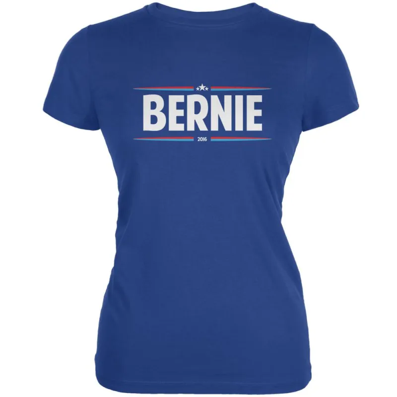 Election 2020 - Bernie Thin Stripes Royal Juniors Soft T-Shirt sold by Old Glory