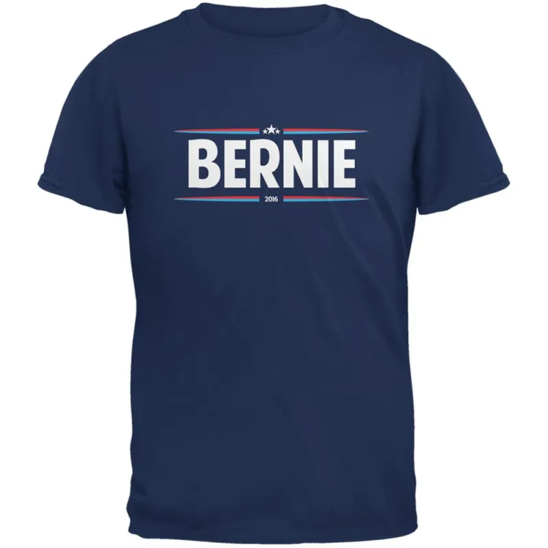 Election 2020 - Bernie Thin Stripes Metro Blue Adult T-Shirt sold by Old Glory
