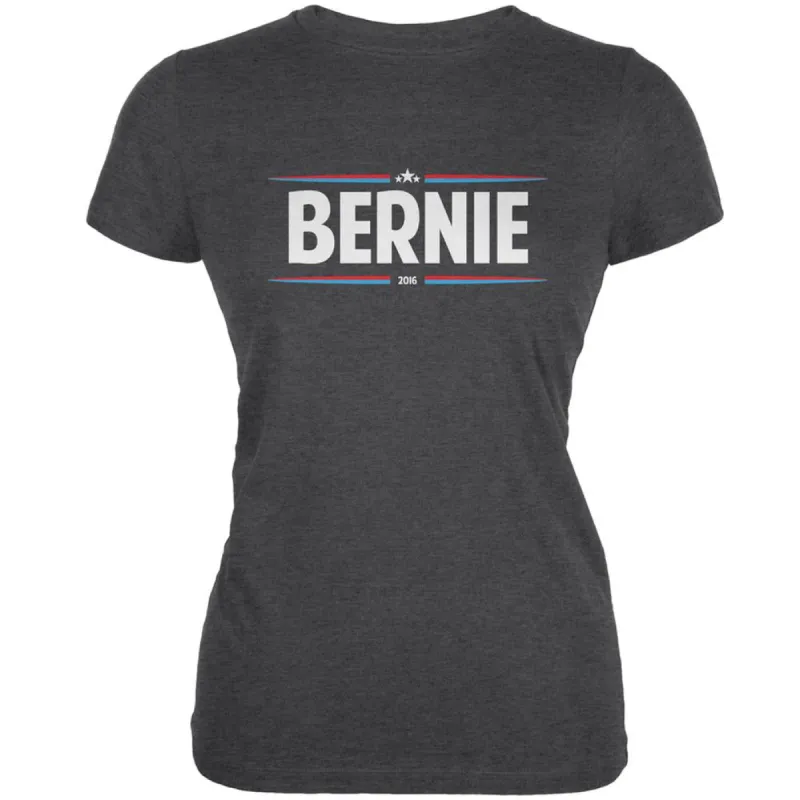 Election 2020 - Bernie Thin Stripes Dark Heather Juniors Soft T-Shirt sold by Old Glory
